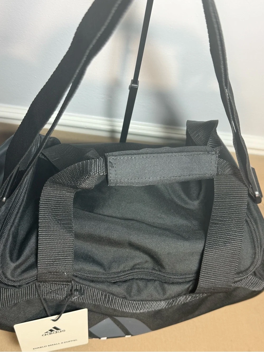 adidas Black Small Duffel Bag with White Logo